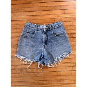 Vintage GUESS 90s Light Blue High-Waist Frayed Denim Shorts